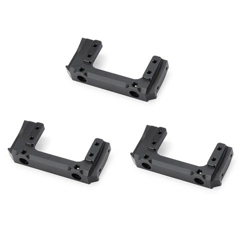 Bcowtte 3X Aluminium Legierung Vorne Stoß Stangen Halterung Servo Ständer für 1/10 RC Crawler Axial SCX10 II AX90046 90046 90047 Upgrade Teil, Schwarz von Bcowtte