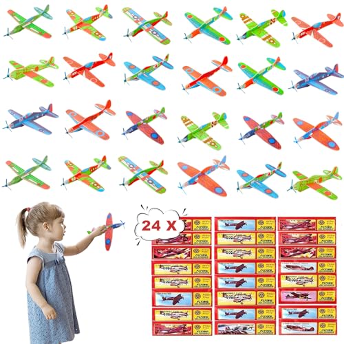 Bcuuozeeing 24 Stück Styroporflieger Kinder, Styroporflieger Flieger Styropor Kinder, Flugzeug Styropor, Wurfgleiter Segelflugzeug, Flugzeug Spielzeug, Kinder Outdoor Garten Interaktives Spiele von Bcuuozeeing