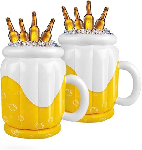 2 Pack Großer aufblasbarer Kühler,aufblasbare Bierkrug kühler,Drink Floatie und oktoberfest Partyzubehör, Sommerparty-Dekorationen von Bdecoll