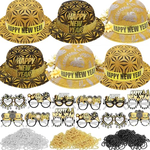 Bdecoll 30Stück Glitzer Silvester Deko 2025 Set,Happy New Year Haarreif Kopfschmuck Partyhüte Accessories - Frohes Neues Jahr - Neujahrsdeko - Dekoration zu Neujahr 2025 von Bdecoll