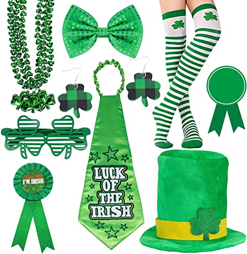 Bdecoll St. Patricks Party Kostüm Set,Grün Irish Acessories Shamrock Kostüm Zubehör Für Irish, Saint Patrick Day,Karneval Kostümparty (4) von Bdecoll