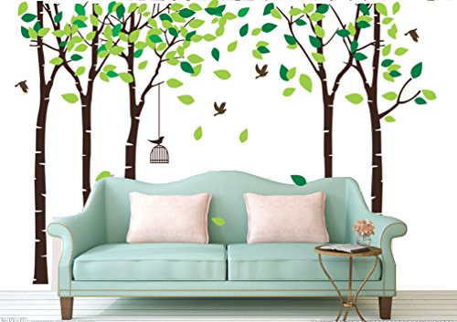 Wandtattoo Groß 260cm Baum Birke Vögel Wandsticker Kinderzimmer Schlafzimmer Wohnzimmer Wanddeko (brown) von Bdecoll