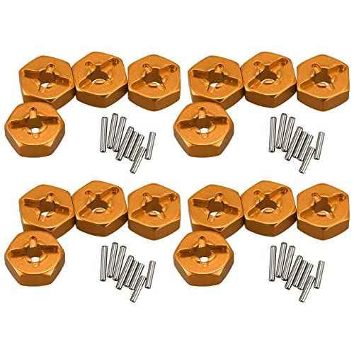 Bdukbduk 16x Aluminiumlegierung 12mm Combiner Wheel Hub Hex Adapter Upgrades für 144001 1/14 RC Auto Ersatzteile,Gelb von Bdukbduk