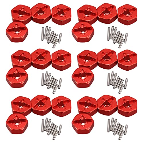 Bdukbduk 24X Aluminiumlegierung 12mm Combiner Radnabe Hex Adapter Upgrades für 144001 1/14 RC Auto Ersatzteile,Rot von Bdukbduk