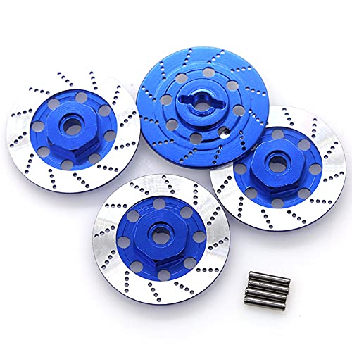 Bdukbduk 4 StüCke Metall Bremse Scheibe Felgen Kasten Metall Hex Adapter 12Mm für 1/10 D4 On-Road Racing RC Auto Teile,Marine Blau von Bdukbduk