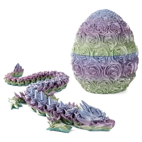 Bdukbduk Muttertagsgeschenk - 3D-Gedrucktes Rosendrachenei, Rosendrachenei Als Geschenk für Mama, Bewegliches Drachenkristalldrachenei, Verwenden von Bdukbduk