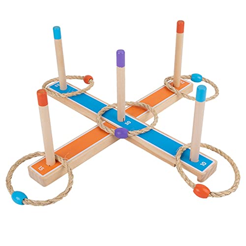 Bdukbduk Ring Toss Toy Set Kinder Outdoor-Wurfringspiel 3-12 Jahre Kinder-Outdoor-Spiele Holzring-Wurfspielband von Bdukbduk