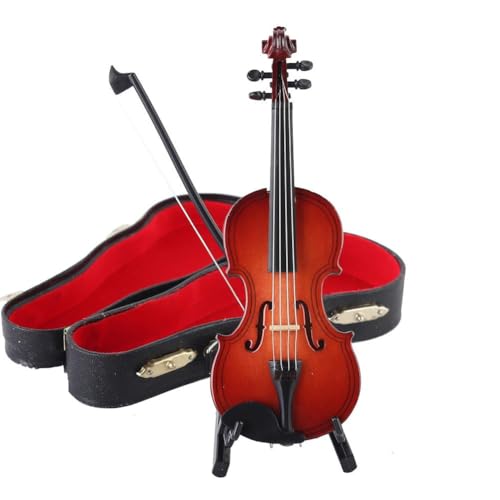 Miniatur-Violinenständer, Bogen und Koffer, 7,9 cm, Mini-Musikinstrument, Miniatur-Puppenhaus-Modell, Ornament, für Zuhause, Büro, Dekoration, Geschenk für Instrumentenliebhaber von Bduttlefish