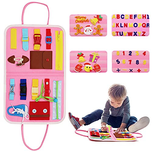 BDwing Montessori Busy Board Spielzeug - Quiet Activity Book zum Trainieren von feinmotorischen Fähigkeiten, für Kinder ab 1, 2, 3 Jahren, Kinder (Rosa) von BDwing