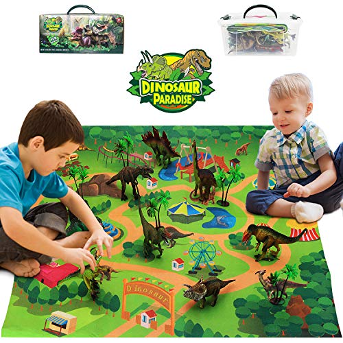 Bdwing Dinosaurier Spielzeug, Dinosaurier Figuren Mit Spielmatte (Extra 1 Dinosaurier Booklet), Dinosaurier Spielzeug Groß von Bdwing