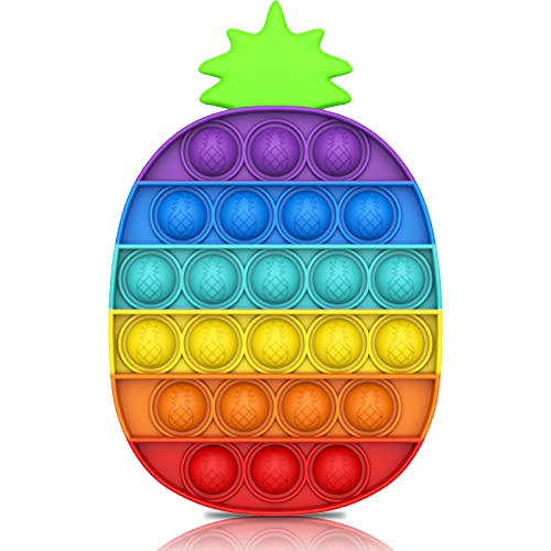 Bdwing Silikon Push and Pop Bubble Sensorisches Zappeln Spielzeug, Angst Relief Finger Spielzeug Autismus Besondere Bedürfnisse Entpacken Stressabbau Reliever für Kinder und Erwachsene(Color-Ananas) von Bdwing