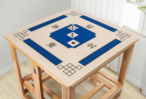 BeLongsYou Mahjong-Matte, Anti-Rutsch-Geräuschunterdrückung Für Tisch Weich ＆ Verschleißfeste Mahjong-Spielmatte Für Poker, Karten-, Brett- & Kachelspiele, Leinenstoff,Blau,68x68cm von BeLongsYou