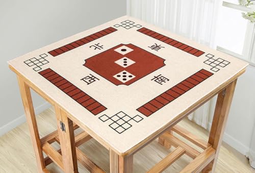 BeLongsYou Mahjong-Matte, Anti-Rutsch-Geräuschunterdrückung Für Tisch Weich ＆ Verschleißfeste Mahjong-Spielmatte Für Poker, Karten-, Brett- & Kachelspiele, Leinenstoff,Braun,68x68cm von BeLongsYou