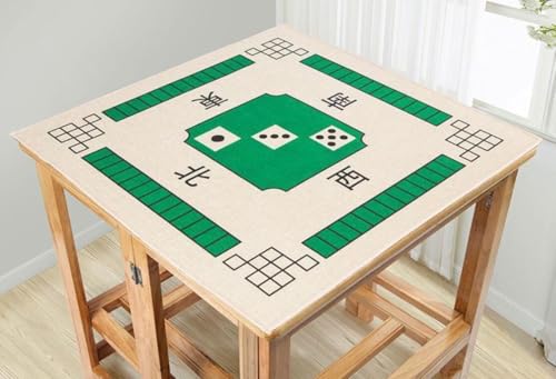 BeLongsYou Mahjong-Matte, Anti-Rutsch-Geräuschunterdrückung Für Tisch Weich ＆ Verschleißfeste Mahjong-Spielmatte Für Poker, Karten-, Brett- & Kachelspiele, Leinenstoff,Grün,68x68cm von BeLongsYou