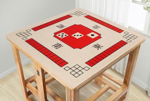 BeLongsYou Mahjong-Matte, Anti-Rutsch-Geräuschunterdrückung Für Tisch Weich ＆ Verschleißfeste Mahjong-Spielmatte Für Poker, Karten-, Brett- & Kachelspiele, Leinenstoff,Rot,68x68cm von BeLongsYou