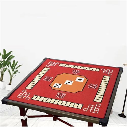 BeLongsYou Mahjong Matte, Anti-Rutsch Mahjong Abdeckung Matte Brettspiele Tischabdeckung Mahjong Tischtuch Tischschutzkissen Kachel Quadrat Universal Kachel Spiel Kissen,Red a,100x100cm von BeLongsYou