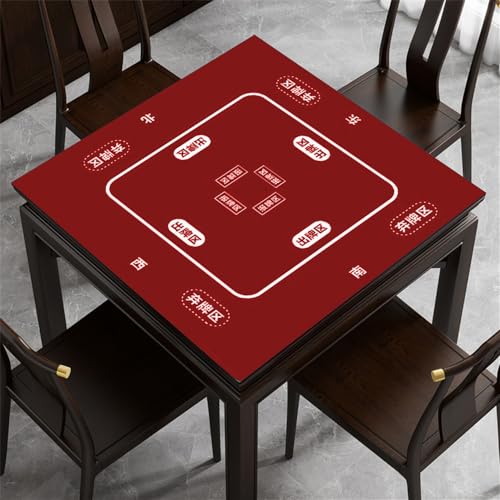 BeLongsYou Mahjong Matte, rutschfeste Guandan Tischmatte Geräuschreduzierende Weiche Verschleißfeste Tischspielmatte Für Poker, Karten, Brett Und Mahjong,Rot,120x120cm von BeLongsYou