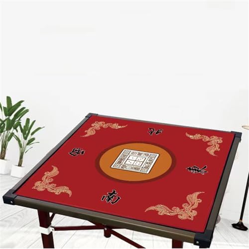 BeLongsYou Mahjong Matte Anti Rutsch Geräuschunterdrückung Tischabdeckung Für Mahjong Paigow Poker Kartenspiele Domino Brettspiele rutschfeste Matte,Rot,100x100cm von BeLongsYou