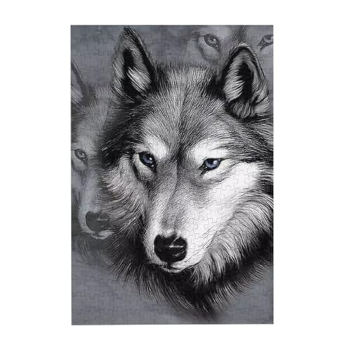 Puzzles, Holzpuzzles Erwachsene Unzip Puzzle 300 Teile Bilderpuzzle, 3D Wolf gedruckt von BeNtli