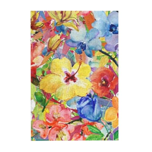 Puzzles, Holzpuzzles Erwachsene Unzip Puzzle 300 Teile Bilderpuzzle, Aquarell Lilie Orchidee Blumen von BeNtli