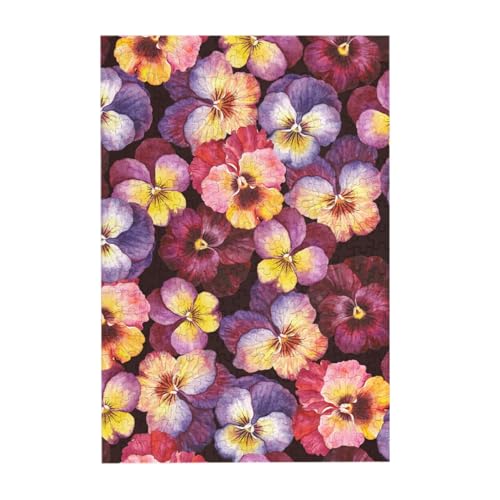 Puzzles, Holzpuzzles Erwachsene Unzip Puzzle 300 Teile Bilderpuzzle, Aquarell Stiefmütterchen Blumen von BeNtli