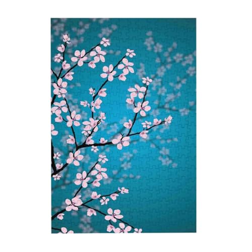 Puzzles, Holzpuzzles Erwachsene Unzip Puzzle 300 Teile Bilderpuzzle, Blätter und Pflanzen Ombre Frühling japanische Sakura Blumen von BeNtli