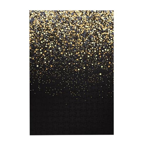 Puzzles, Holzpuzzles Erwachsene Unzip Puzzle 300 Teile Bilderpuzzle, Gold Glitzer Schwarz Cool Modern von BeNtli