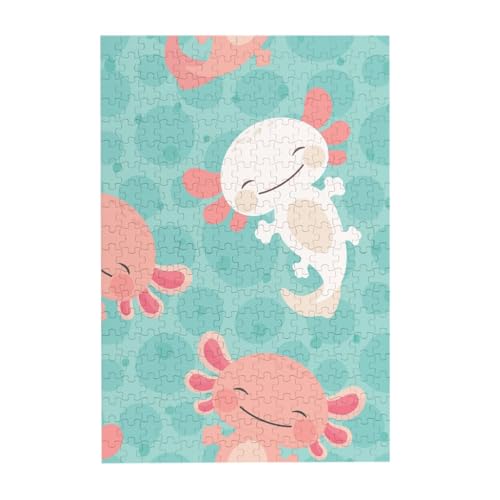 Puzzles, Holzpuzzles Erwachsene Unzip Puzzle 300 Teile Bilderpuzzle, Kawaii Baby süßer Axolotl von BeNtli