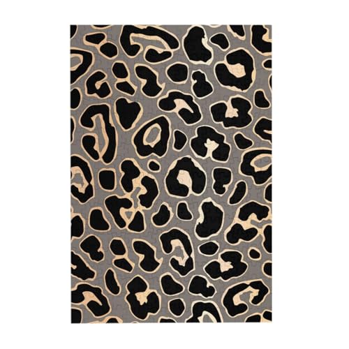 Puzzles, Holzpuzzles Erwachsene Unzip Puzzle 300 Teile Bilderpuzzle, Leoparden-Nahtloses Musterdesign im Luxus-Gold von BeNtli