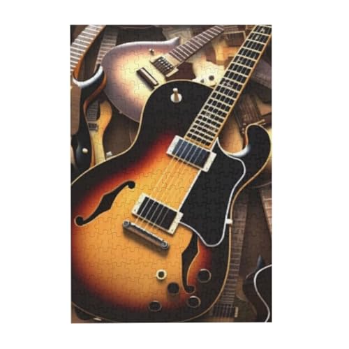 Puzzles, Holzpuzzles Erwachsene Unzip Puzzle 300 Teile Bilderpuzzle, Musik Gitarre Druck von BeNtli