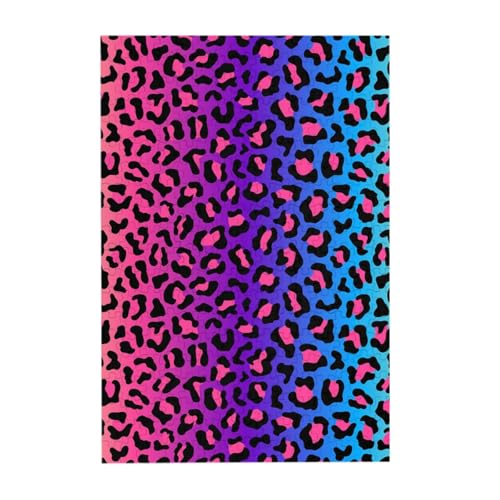 Puzzles, Holzpuzzles Erwachsene Unzip Puzzle 300 Teile Bilderpuzzle, Neon Farbverlauf Leopardenmuster von BeNtli