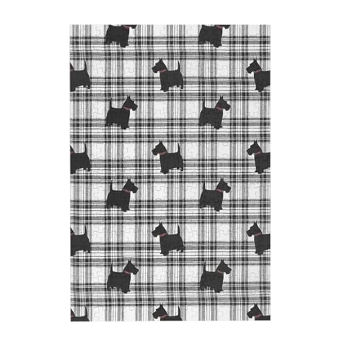 Puzzles, Holzpuzzles Erwachsene Unzip Puzzle 300 Teile Bilderpuzzle, Scottish Terrier Plaid Scottie Hund von BeNtli