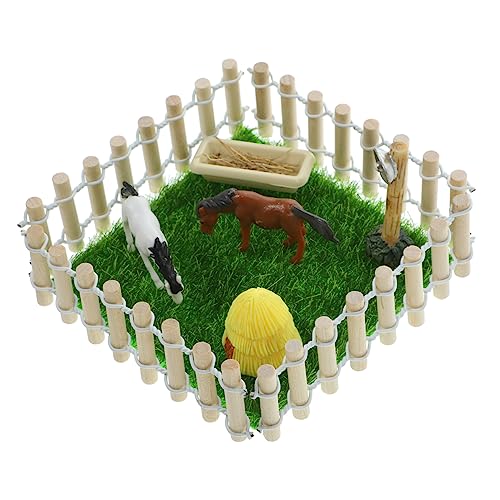 Beatifufu 1 Set Miniatur Gestüt Modell Miniatur Stallspielzeug Mini Landschafts Gestüt Mini Ranch Modell Pferdestall Modell Rollenspiel Pferdestall Pädagogisches Pferdestall von Beatifufu