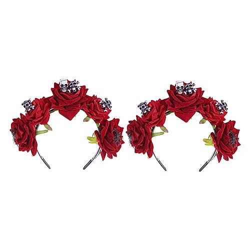 Beatifufu 2st -stirnband Haarschmuck Für Frauen Haarschmuck Requisiten Halloween-haarreifen Halloween-rosen-stirnband Modische Stirnbänder Damen Stirnbänder Frauenhaar Stoff Rot von Beatifufu