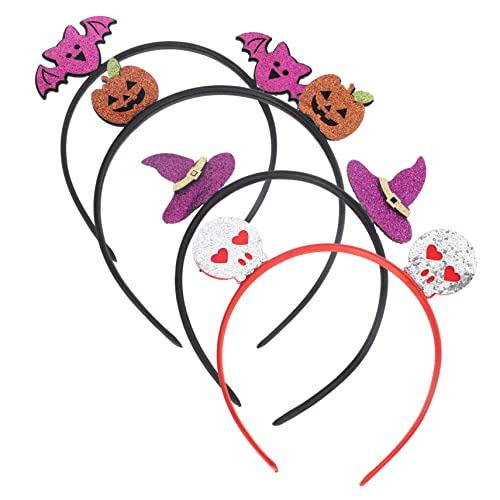 Beatifufu 4 Stück Schädel-kürbis-stirnband Gruselige Kostüm-stirnbänder Frauen Stirnbänder Halloween-stirnband Für Damen Heiligen Stirnband Halloween Für Frauen Halloween-kopfschmuck Plastik von Beatifufu