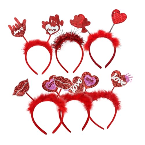 Beatifufu 6St liebe Stirnband Valentins-Stirnbänder für Erwachsene Herz-Kopfschmuck Party-Haarreifen herz haarbänder Party-Kopfschmuck Valentinstag-Stirnbänder für Erwachsene Vlies rot von Beatifufu