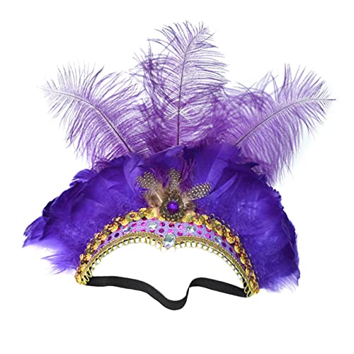 Beatifufu Weihnachts Feder Stirnband Showgirl-kopfschmuck Facinator Partyhüte Flapper-stirnbänder Make-up-zubehör Kostüm-stirnband Stirnband Für Frauen Karneval Kopfschmuck Haarband Violett von Beatifufu