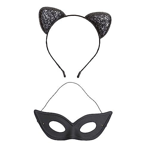 Beaupretty 1 Satz Stirnband Mit Katzenohren Damen Halloween-party-kostüm Festival Beängstigend Haarbänder Für Fuchs Kopfbedeckung Mit Katzenohren Maske Make-up-stirnband Eisen Black von Beaupretty