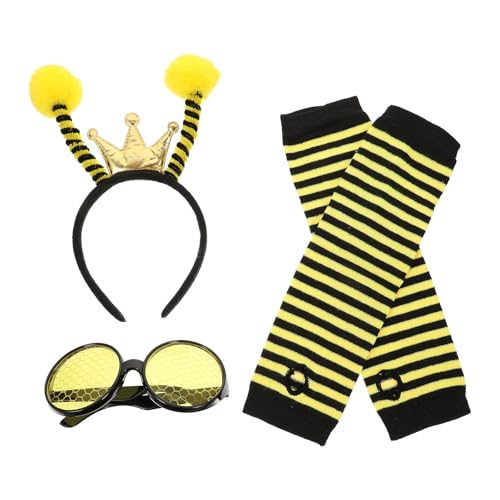 Beaupretty 1 Set Bienen Kostümzubehör Festival Bienen Stirnband Streifen Tragen Fingerlose Handschuhe Bienen Kostüme Cosplay Party Gefälligkeiten von Beaupretty