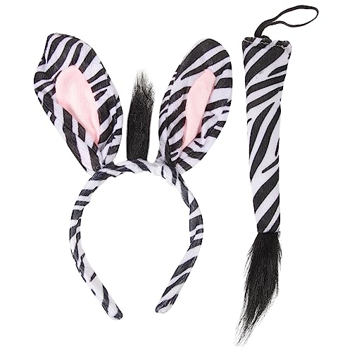 Beaupretty 1 Set Zebra Kostüm Zubehör Set Zebra Ohren Stirnband und Schwanz Tier Verkleidung Zubehör Kit für Erwachsene Halloween Cosplay Party von Beaupretty