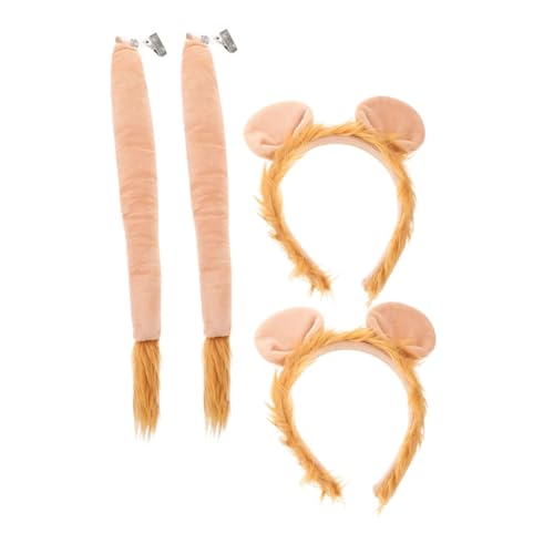 Beaupretty 2 Sätze Löwen-stirnband Stirnband Mit Tierohren Löwenohr Stirnband Kopfschmuck Mit Katzenohren Löwen-cosplay-stirnband Kinder Tier Cosplay Kostüm Affenkostüm-requisiten Tiere Stoff von Beaupretty