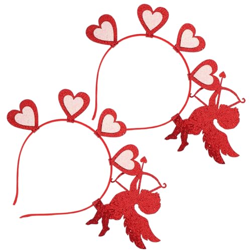 Beaupretty 2 Stück Rotes Valentinstag-Herz-Stirnband Glitzerndes Amor-Haarband Rotes Herz-Kopf-Bopper Pailletten-Roter Haarreifen Für Hochzeit Geburtstag Party Neujahr Urlaub von Beaupretty
