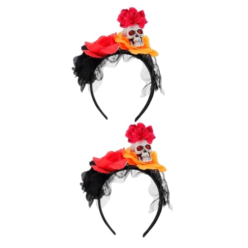 Beaupretty 2St -Stirnband Tag der Toten Stirnband Halloween-Kostüme für Mädchen halloween haarreif halloween headband halloweendeko Fake-Blumen-Stirnband Halloween-Kopfschmuck Spitze von Beaupretty