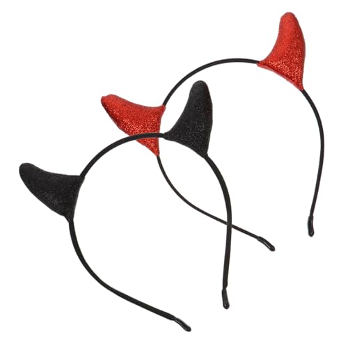 Beaupretty 2st Dämon Horn Stirnband Outfit Cosplay-hörner Stirnbänder Kopfbedeckung Halloween-dämonenkostüme Mädchen-stirnband Bogen Bandana-maske Teufel Kopfschmuck Sonne Stirnband Stoff Rot von Beaupretty