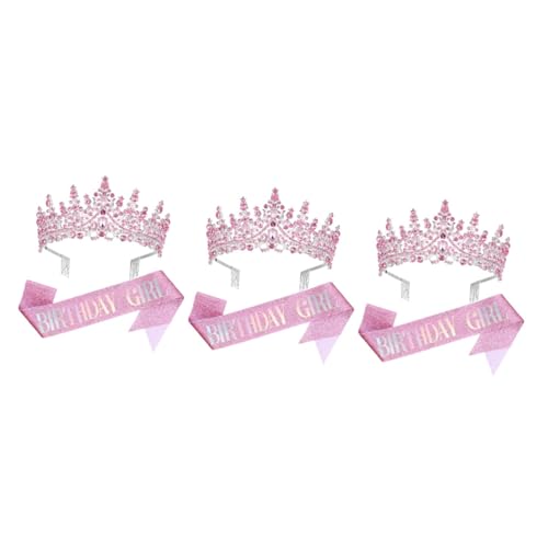 Beaupretty 3 Sets Gürtel Kristallkrone Geburtstagskrone Und Schärpe Für Frauen Prinzessinnenkronen Für Kleine Mädchen Prinzessinnen Tiara Geburtstagskrone Für Frauen Geburtstagskrone von Beaupretty