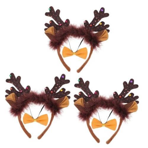 Beaupretty 3 Sets Weihnachts Stirnband Weihnachts Haarband Cosplay Stirnbänder Weihnachtsgeschenk Weihnachts Kopfbedeckung Partyzubehör Weihnachts Party Kopfbedeckung Kostüm von Beaupretty