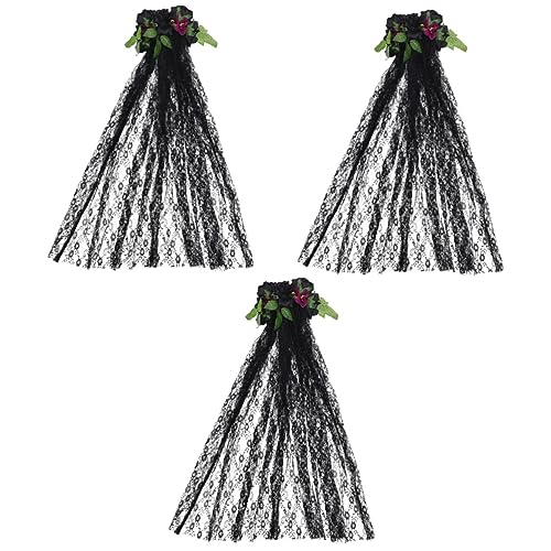 Beaupretty 3St rosa Stirnband halloween haarschmuck halloween haarreif kreative Haarspange Halloween-Blumen-Stirnband Haarnadel Haarspangen dekorative Haarspange Retro-Haarreifen Stoff von Beaupretty