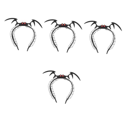 Beaupretty 4 Stück Halloween-Stirnband halloween haarreifen halloween haarschmuck Fledermaushaarreifen Halloween-Kopfschmuck Halloween-Fledermaus-Haarreifen Fledermausflügel Haarbänder Stoff von Beaupretty