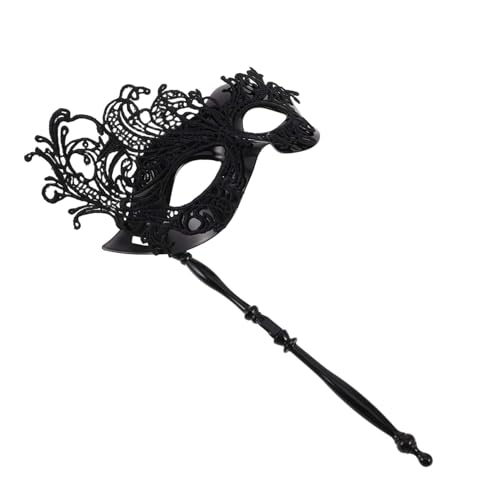 Beaupretty 4 Stück Handgehaltene Stabmaske venezianische maske schwarz maske masken für karneval Karnevalsmaske Venizianische Maske Phantom der Opernmaske Halloween-Maske Plastik Black von Beaupretty