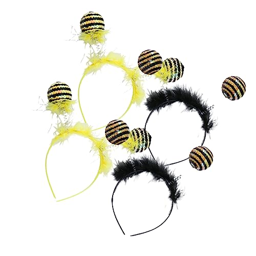 Beaupretty 4 Stück Party-Haarreifen Feder Stirnbänder glänzender Frühlingsball-Kopfschmuck süße Stirnbänder - Kinder Kopfschmuck - Bienen Design Haarreif Frühlingshaarreifen Biene Haarreifen von Beaupretty